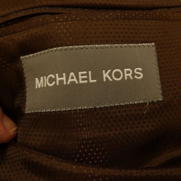 Michael Kors MK sport coat blazer mens 44R brown checker 2 button double vented - Picture 10 of 11